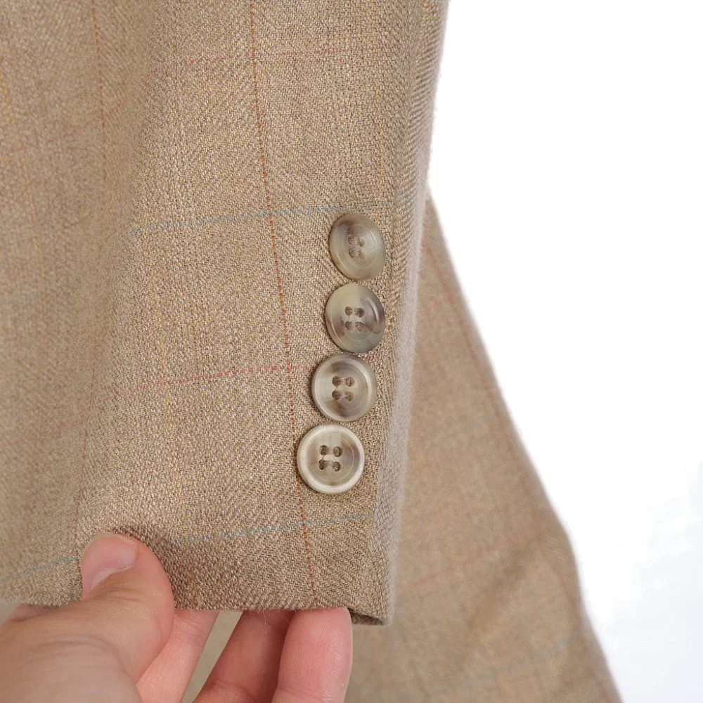 Oscar De La Renta Silk Wool Tan Sport Coat 46R - Picture 5 of 8